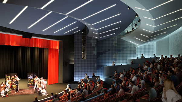Architect's rendering of renovated Waterman Theatre